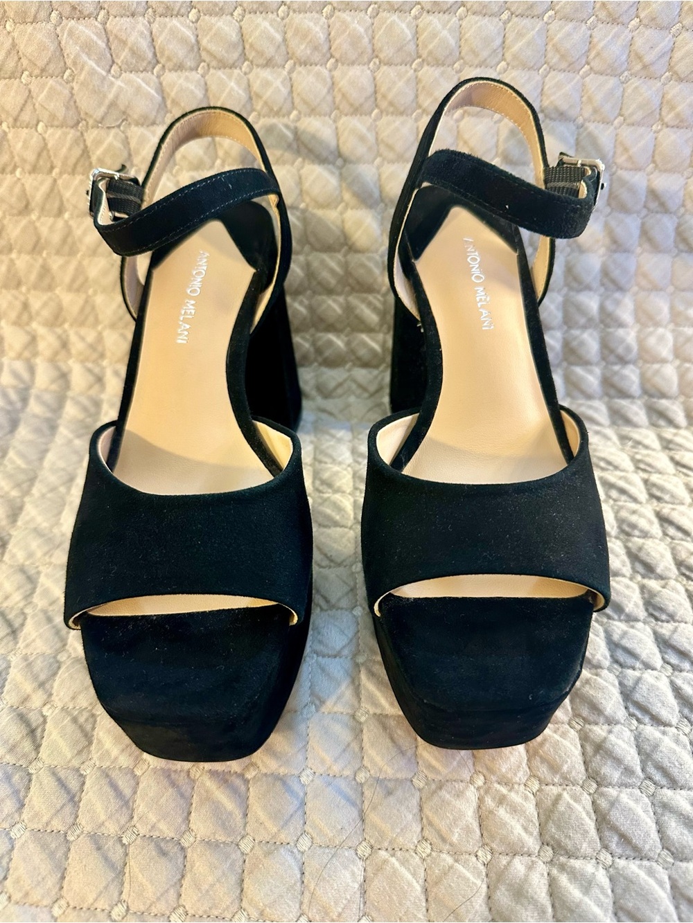 Antonio Melani Bonny Black Open Toe Platform Sandals Size 6M